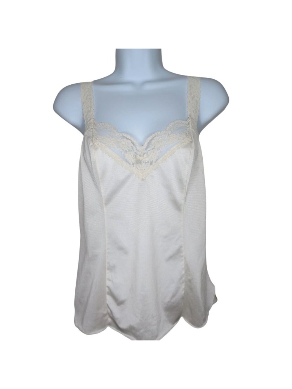 Vintage Olga Ivory Lace Trim Camisole Style 925 Medium Nylon Spandex Women’s Top